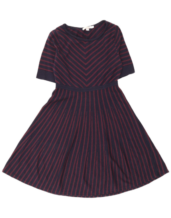 Robe pull à manches courtes Boden pour femme UK 46 Large laine rayée bleu marine