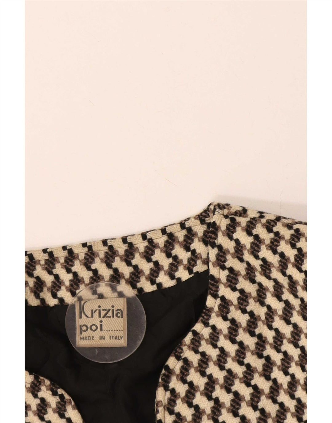 Poi By Krizia Veste blazer courte pour femme IT 40 Petit pied-de-poule beige