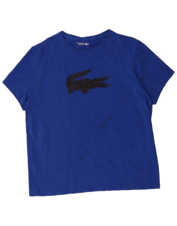 Lacoste Mens Graphic T-Shirt Top Taille 7 XL Bleu Coton
