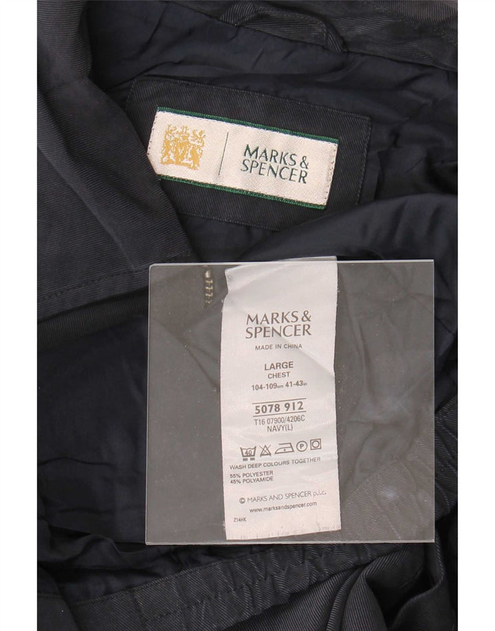 Marks & Spencer Veste Bomber Homme UK 40 Large Bleu Marine Polyester