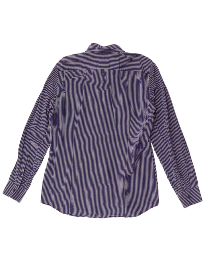 BENETTON Chemise Homme Bleu Marine Moyen Rayure Fine