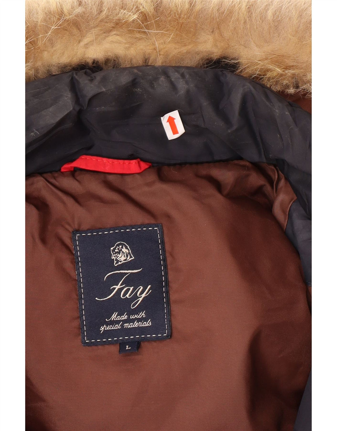 FAY Veste matelassée à capuche pour homme UK 40 Large Bleu Marine Polyester