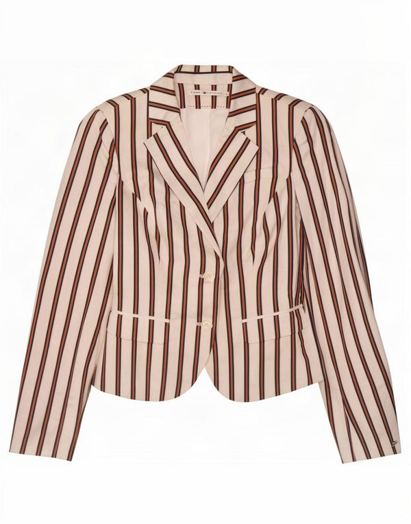 Tommy Hilfiger Veste blazer à 2 boutons pour femme US 4 Petit blanc rayé