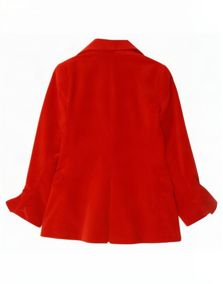vintage Femmes Full Zip Velvet Blazer Veste UK 10 Petit Rouge