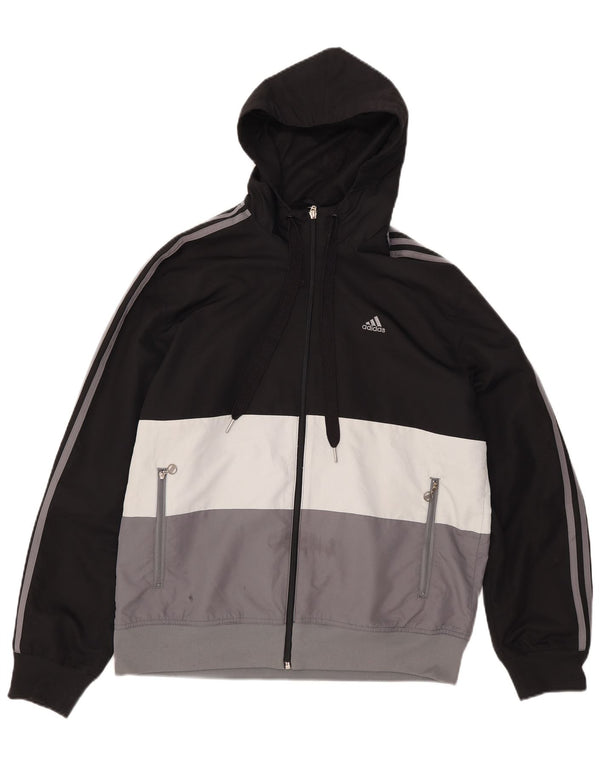 Adidas Veste de survêtement à capuche pour homme Noir moyen Polyester colour block