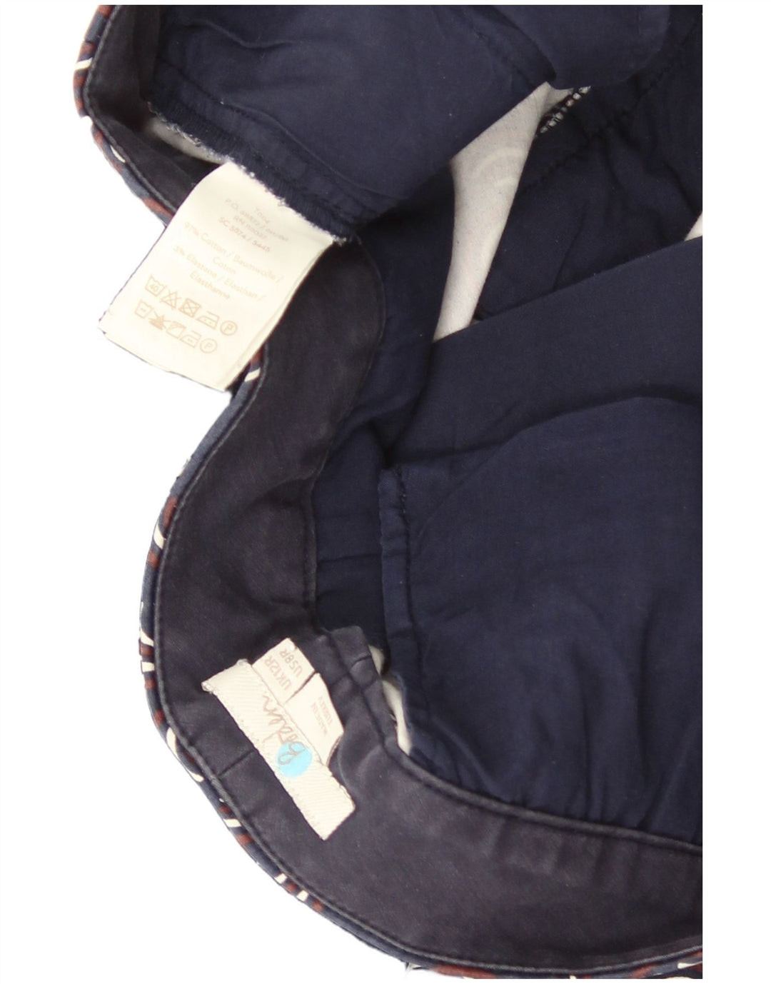 Pantalon Chino à Motif Abstrait Boden Femme UK 12 Medium W30 L27 Bleu Marine