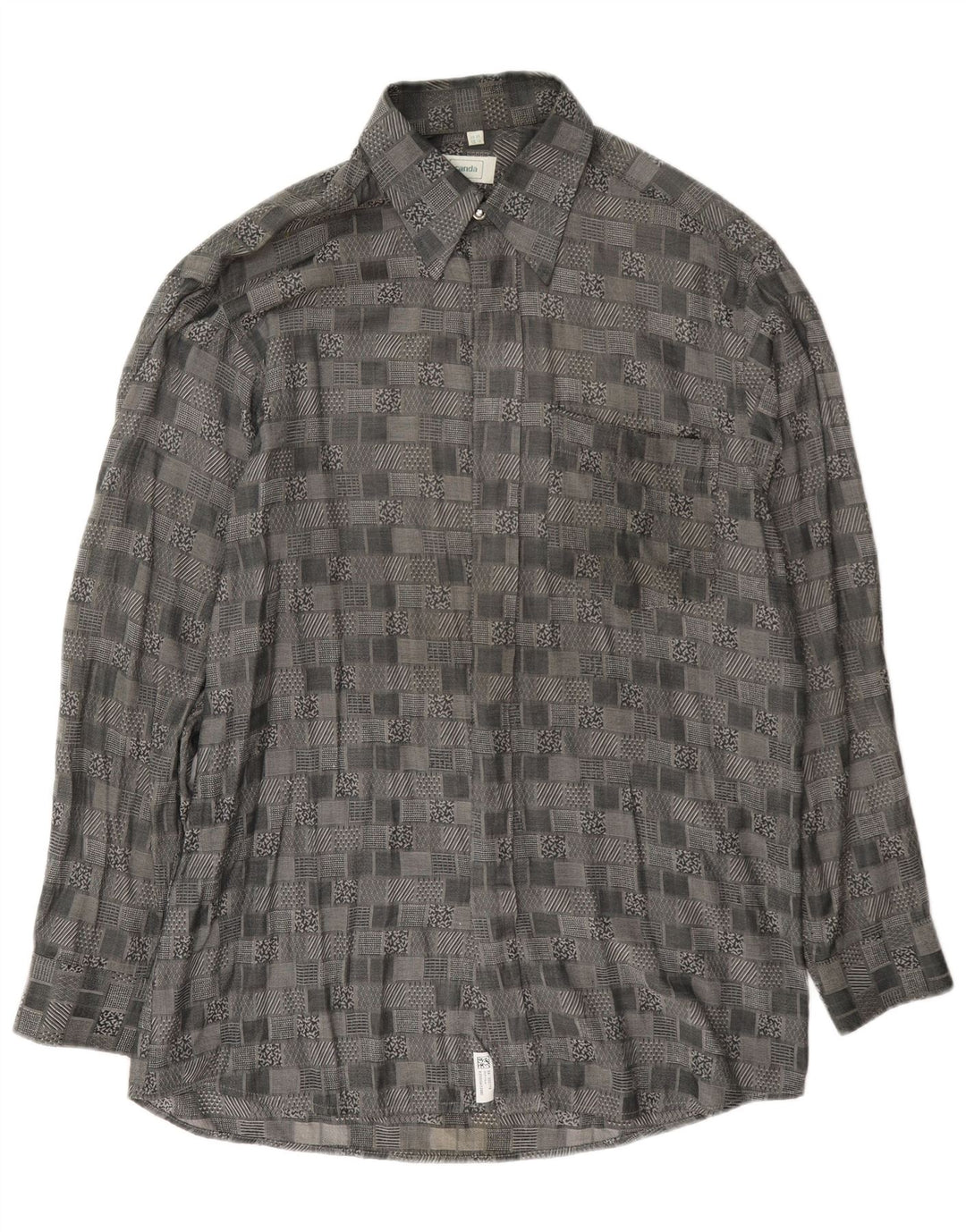 Canda Chemise Homme Taille 39/40 15 1/2 Gris Moyen Géométrique