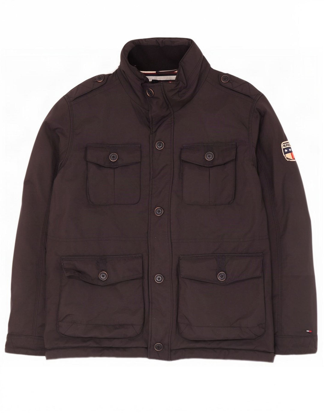 Tommy Hilfiger Veste militaire pour homme UK 40 Large Noir Nylon