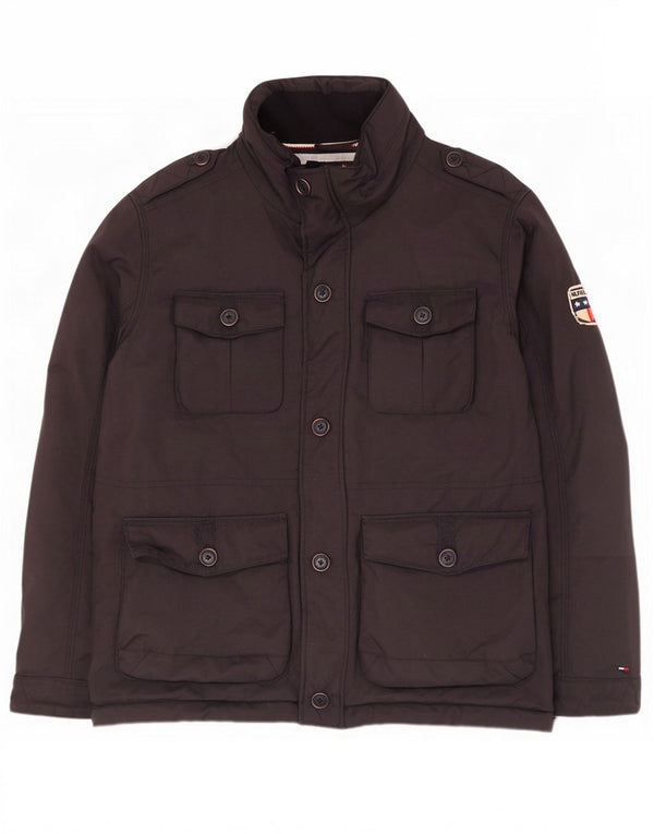 Tommy Hilfiger Veste militaire pour homme UK 40 Large Noir Nylon