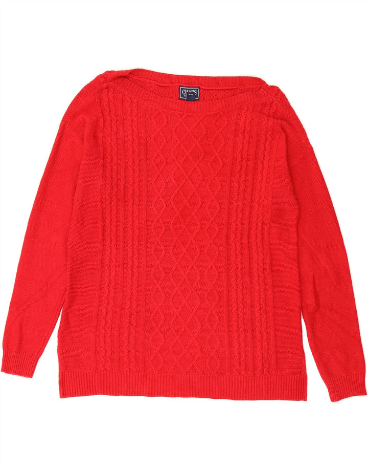 CHAPS Womens Boat Neck Jumper Sweater UK 14 Medium Red Cotton Vintage Chaps and Second-Hand Chaps from Messina Hembry 
