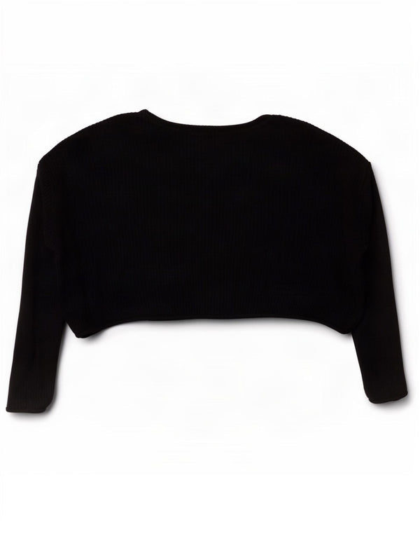Zara Pull court surdimensionné à col bateau pour femme UK 14 Noir moyen