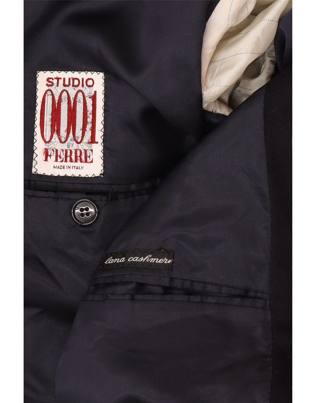 Ferre Veste Blazer 2 Boutons Homme UK 40 Grande Laine Bleu Marine