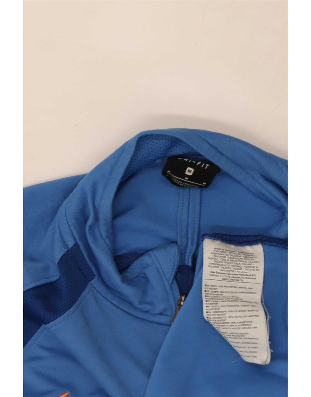 Haut de survêtement Nike Dri Fit Zip Neck pour homme, bleu moyen, color block