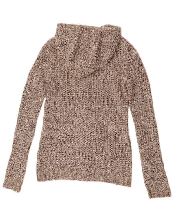Fat Face Cardigan à capuche pour femme UK 6 XS Acrylique moucheté marron