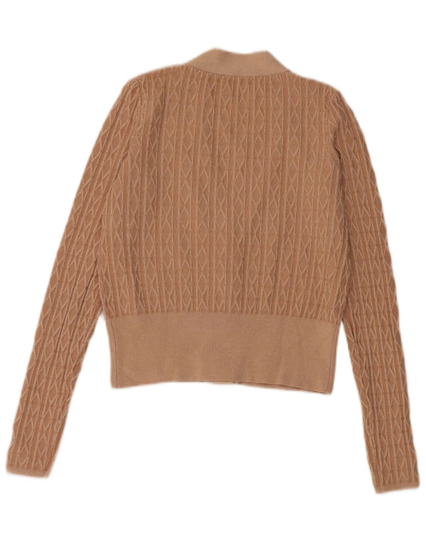 Guess By Marciano Cardigan court pour femme UK 2 2XS Beige géométrique