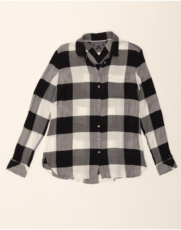 Tommy Hilfiger Chemise coupe régulière pour femme US 8 Medium Black Check Viscose