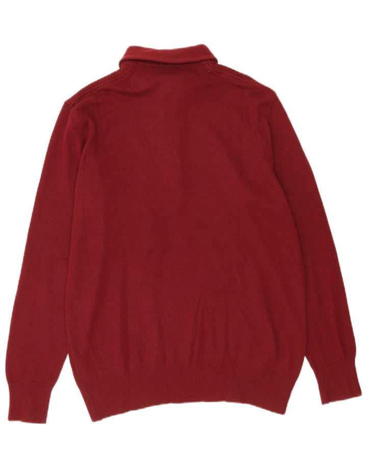 vintage Mens Polo Neck Jumper Pull Moyen Bourgogne