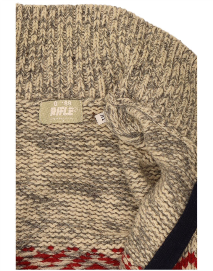 Rifle Cardigan Homme Pull Gris Moyen Fair Isle