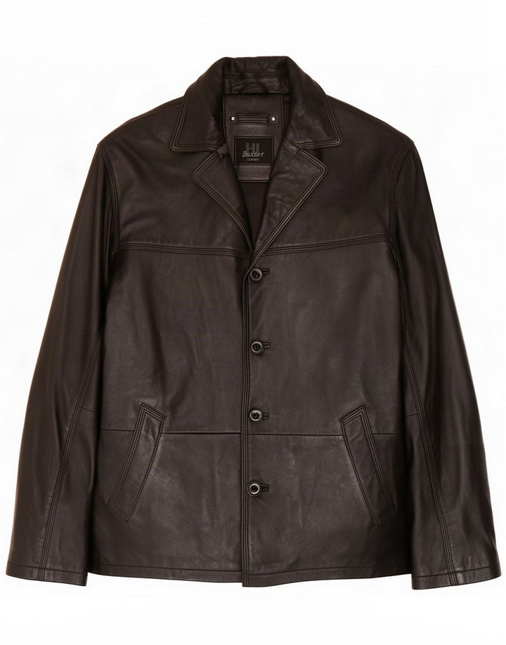HI-Buxter Veste en cuir pour homme UK 38 Medium Noir