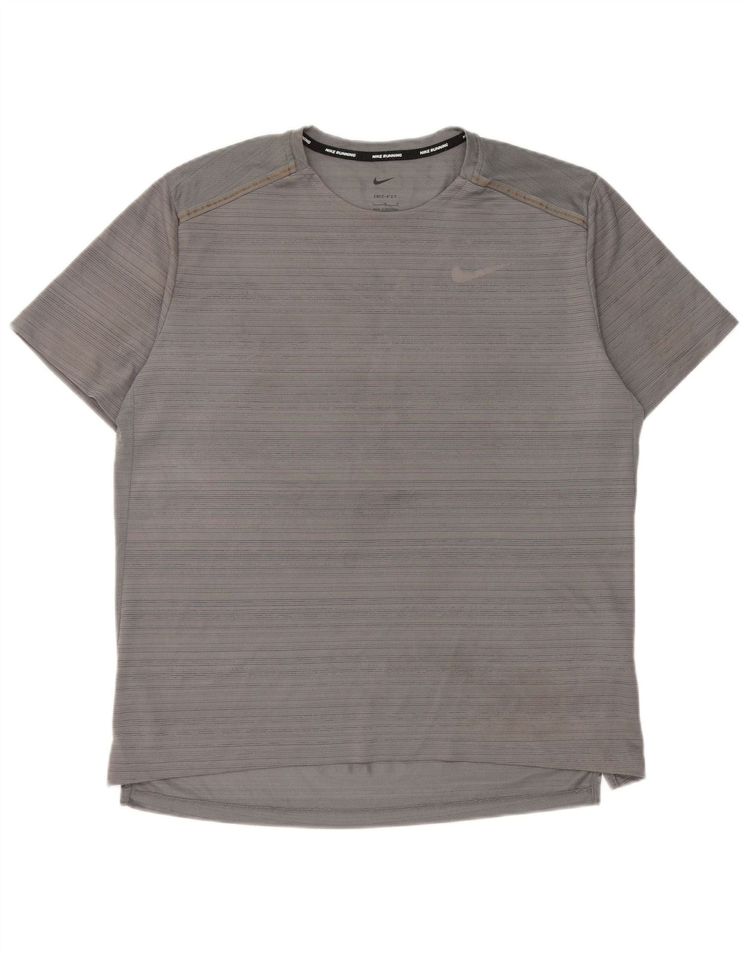 Nike T-shirt Dri Fit pour homme en polyester à fines rayures gris
