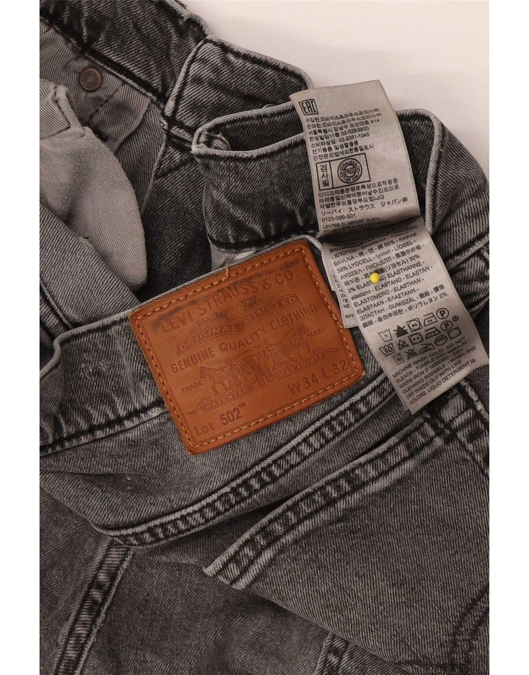 Levi's Jean 502 Tapered Homme Gris Coton W34 L32