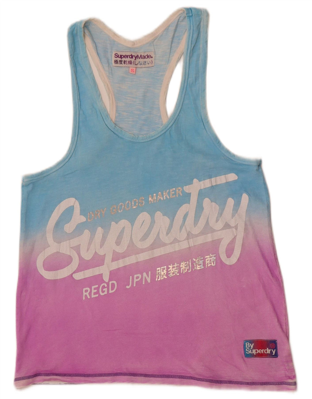 Superdry Débardeur Graphic Homme Petit Bleu Colorblock Cotton