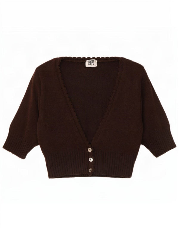 Bay Boléro à manches courtes pour femme UK 8 Petit Acrylique Marron