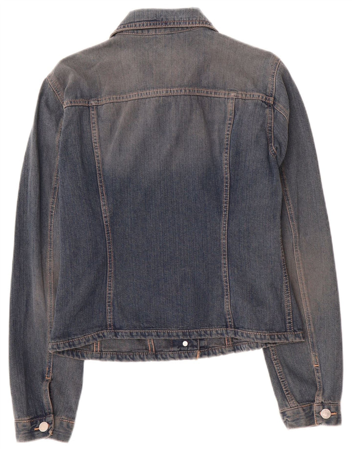 Benetton Veste en jean courte pour femme UK 14 Bleu moyen Coton
