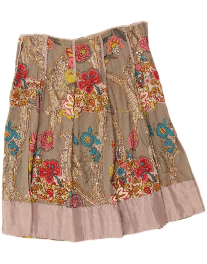 TWIN-SET Womens Graphic Flared Skirt W30 Medium Grey Floral Vintage Twin-Set and Second-Hand Twin-Set from Messina Hembry 