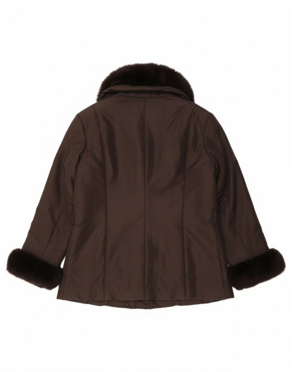 Luisa Spagnoli Veste matelassée surdimensionnée pour femme UK 10 Petit Marron Polyester