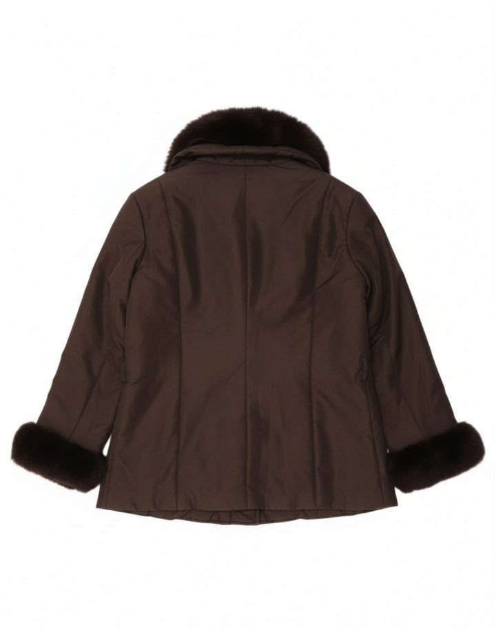 Luisa Spagnoli Veste matelassée surdimensionnée pour femme UK 10 Petit Marron Polyester