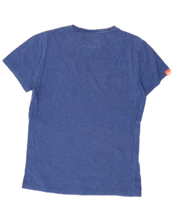 Superdry Homme T-Shirt Top Small Bleu Moucheté Coton