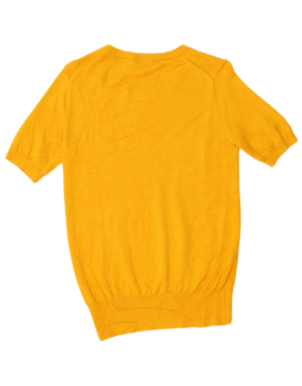 Zara Pull à manches courtes et col bateau pour femme - Jaune moyen - UK 12