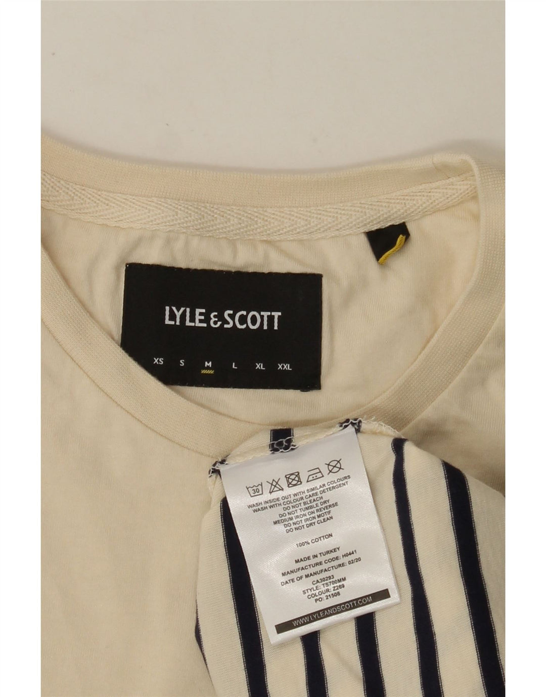 LYLE & SCOTT T-Shirt Homme Coton Rayé Beige Moyen