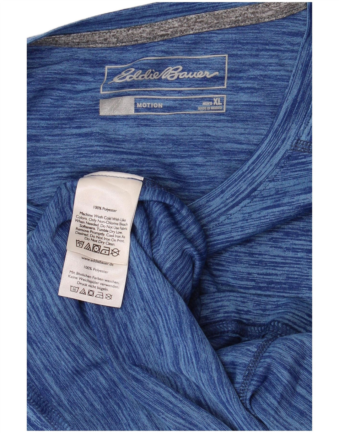 EDDIE BAUER T-Shirt Homme Top XL Bleu Moucheté Polyester