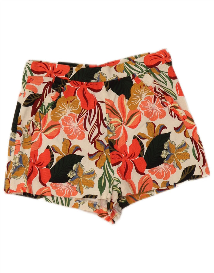 ZARA Femme Short Chino Taille Haute Petit W26 Multicolore Floral