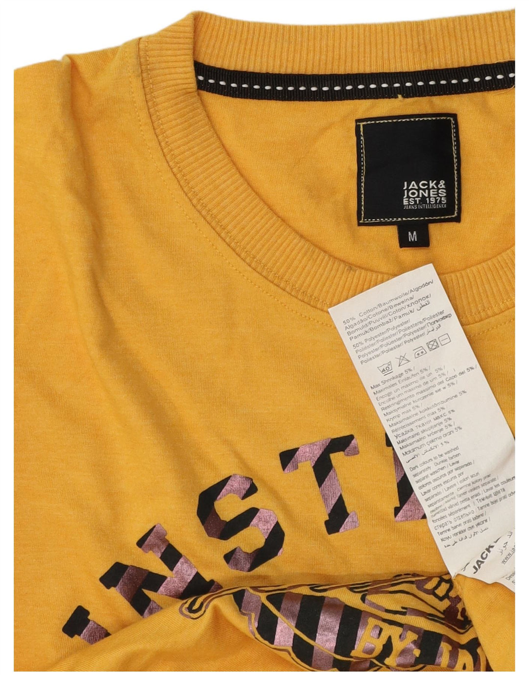 Jack & Jones Haut Graphique à Manches Longues Homme Jaune Moyen Coton