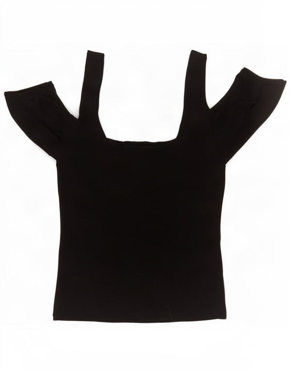 Topshop Top à épaules dénudées pour femme UK 10 Small Noir Viscose