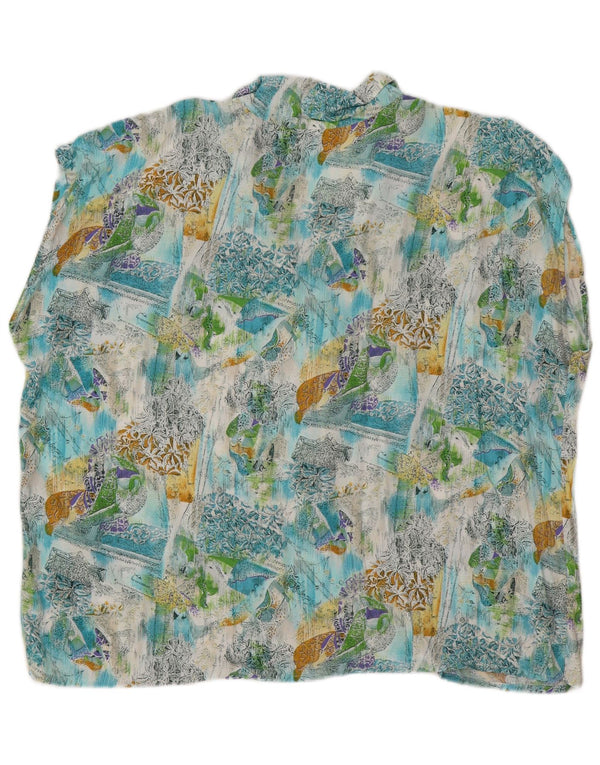 vintage Femme Chemise surdimensionnée sans manches Blouse IT 50 XL Bleu Floral
