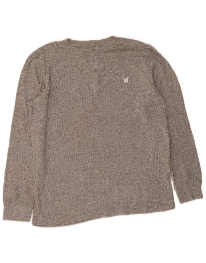 Hurley T-Shirt Manches Longues Homme Gris Moyen Coton