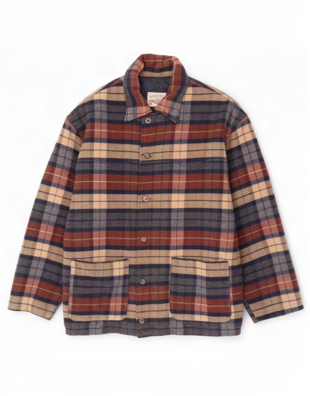 vintage Mens Utility Jacket UK 40 Grande laine à carreaux multicolore