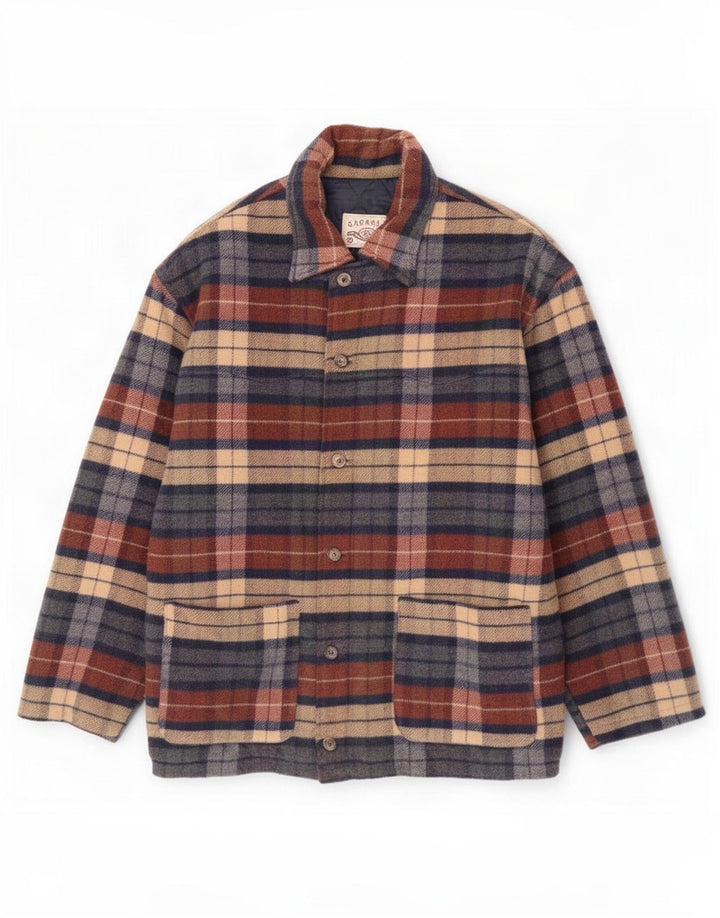 vintage Mens Utility Jacket UK 40 Grande laine à carreaux multicolore