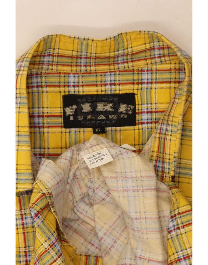 chemise homme vintage XL Coton à carreaux jaunes