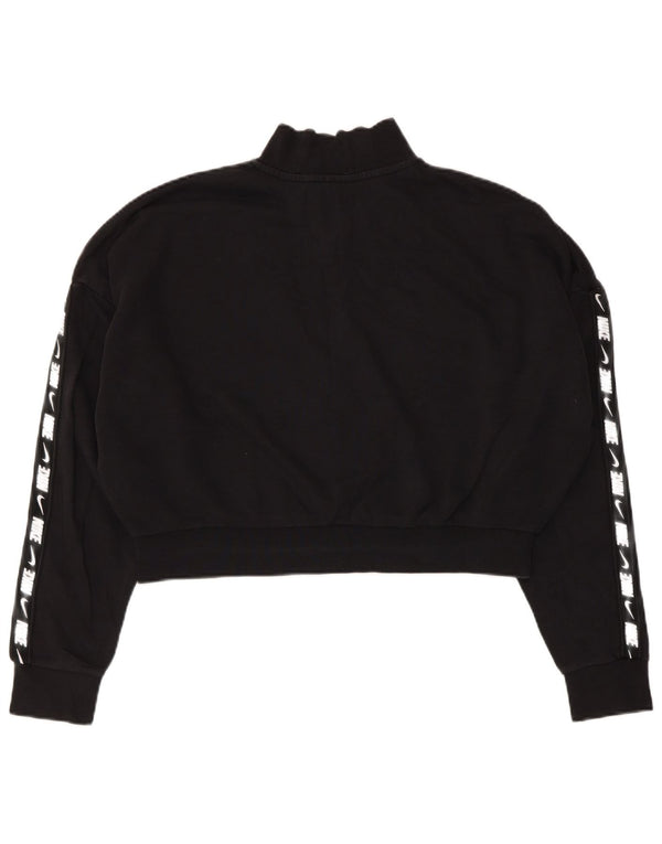 Nike Sweat-shirt court surdimensionné à col zippé pour femme UK 16 Large Noir