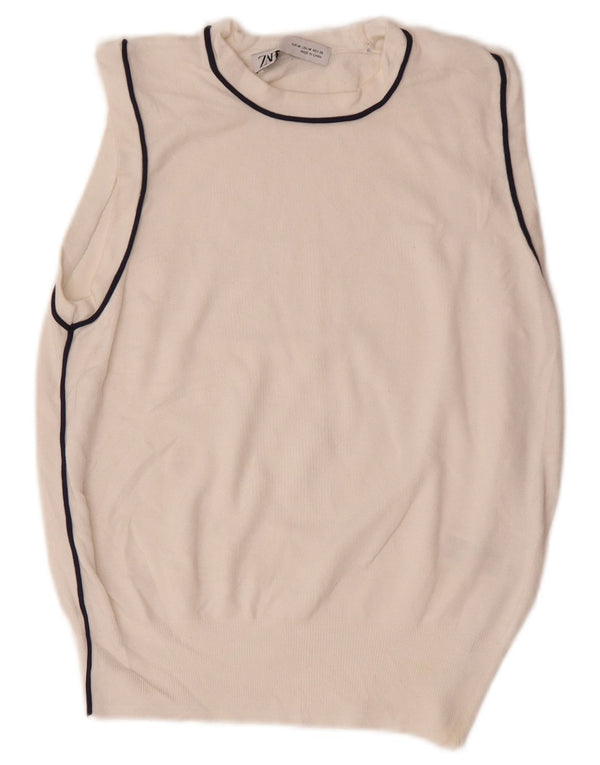 Zara Femme Débardeur UK 12 Medium Blanc Viscose