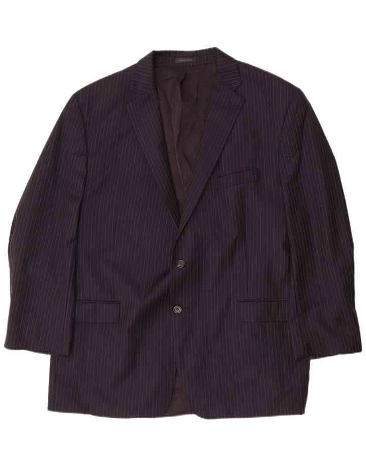 RALPH LAUREN Veste blazer à 2 boutons pour homme IT 52 XL en laine à fines rayures bleu marine