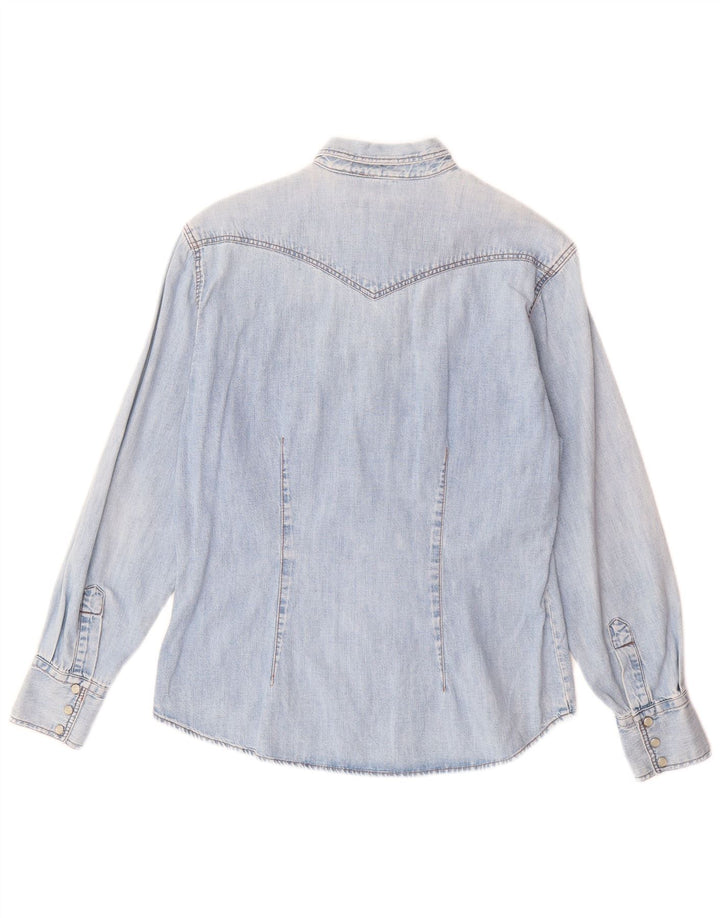 BENETTON Womens Denim Shirt UK 12 Medium Blue