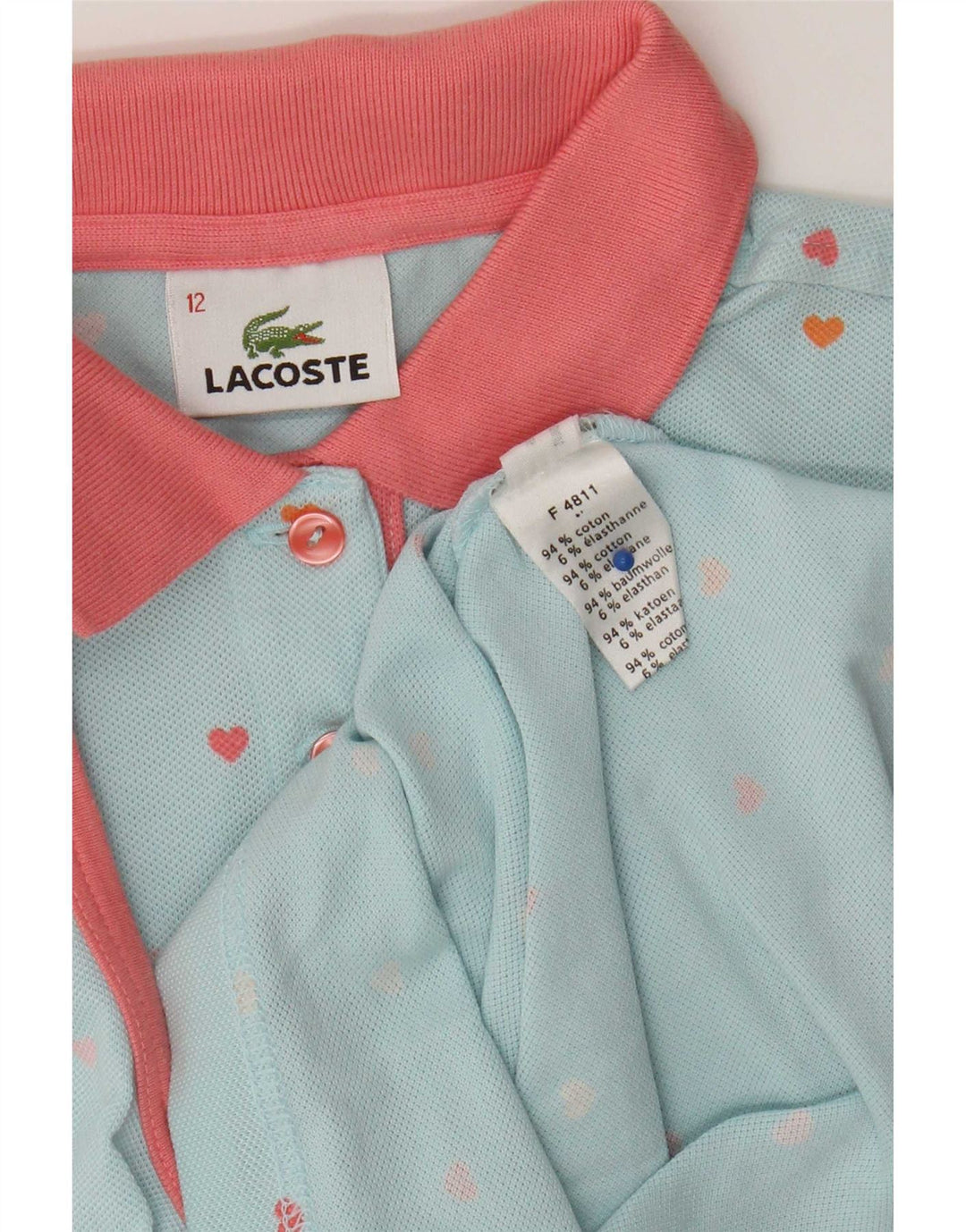 Lacoste Polo à motif abstrait fille 11-12 ans Bleu Colourblock