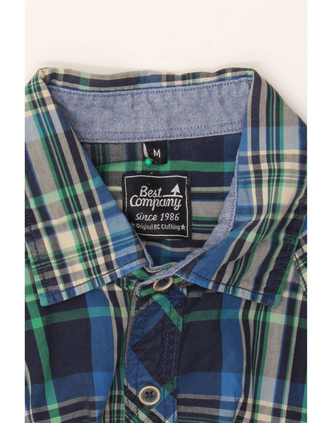 Best Company Chemise à Manches Courtes Homme Bleu Moyen à Carreaux