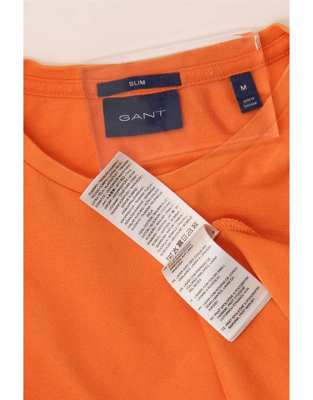 Gant T-Shirt Slim Fit Homme Orange Moyen Coton